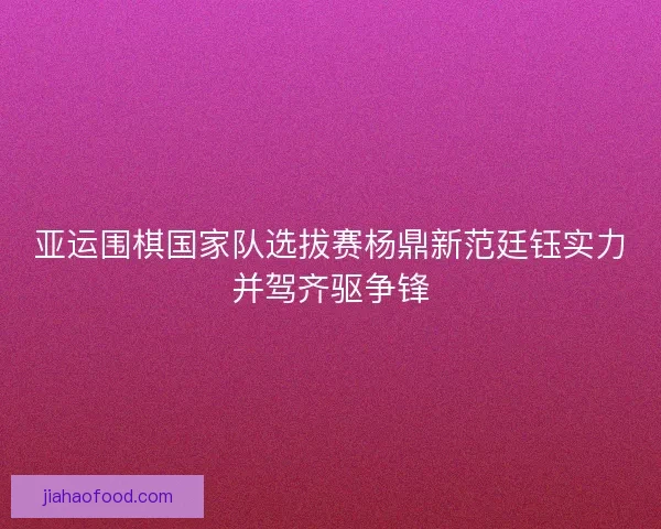 亚运围棋国家队选拔赛杨鼎新范廷钰实力并驾齐驱争锋