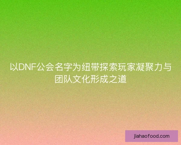 以DNF公会名字为纽带探索玩家凝聚力与团队文化形成之道