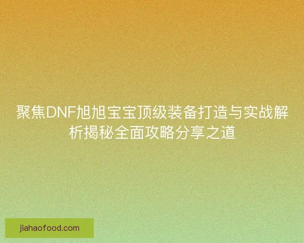 聚焦DNF旭旭宝宝顶级装备打造与实战解析揭秘全面攻略分享之道