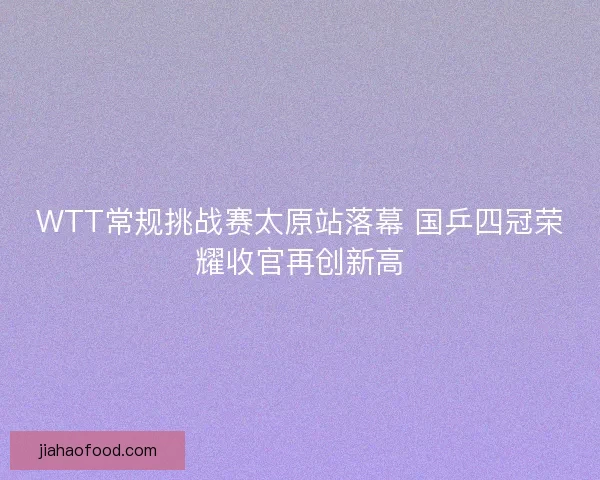 WTT常规挑战赛太原站落幕 国乒四冠荣耀收官再创新高