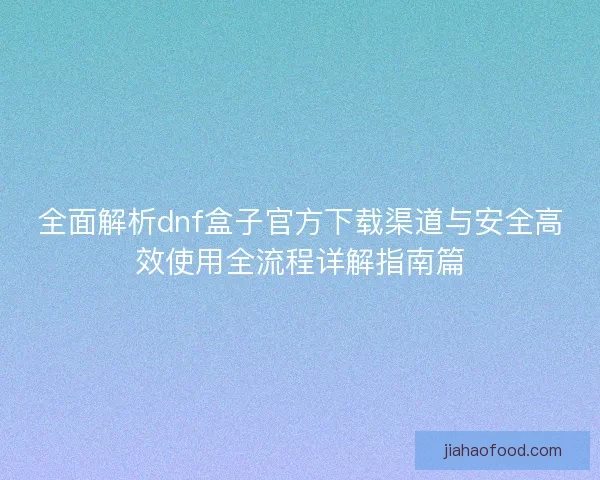 全面解析dnf盒子官方下载渠道与安全高效使用全流程详解指南篇